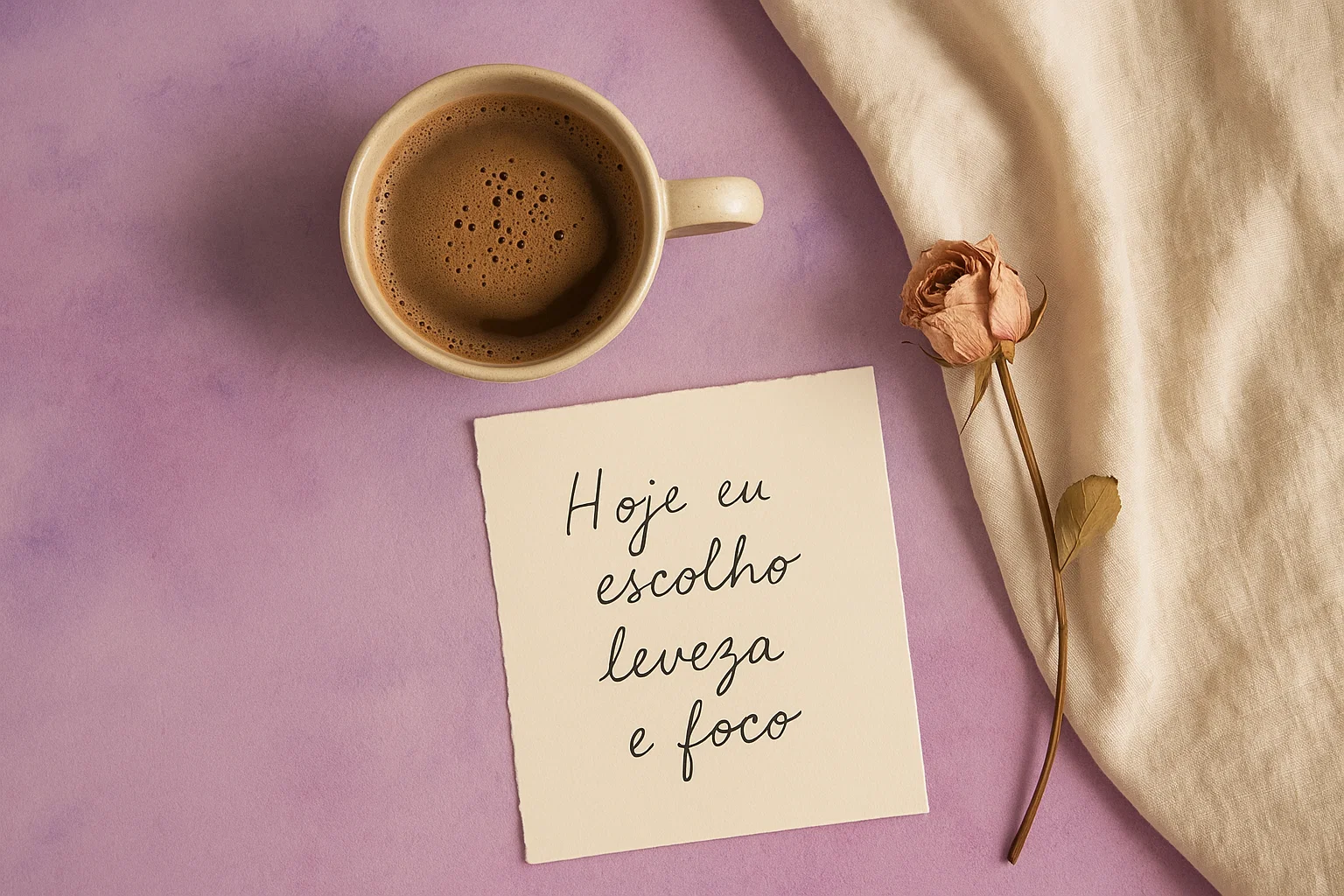 Imagem com uma xícara de café à direita, indicando uma rotina matinal de 15 de minutos para mudar sua vida logo pela manhã.